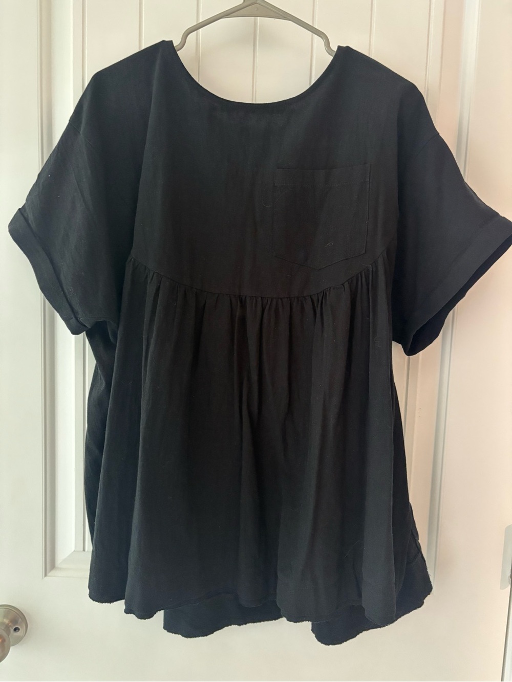 Black Women's Short-Sleeve Tunic Peplum Top - Brand Unspecified XL